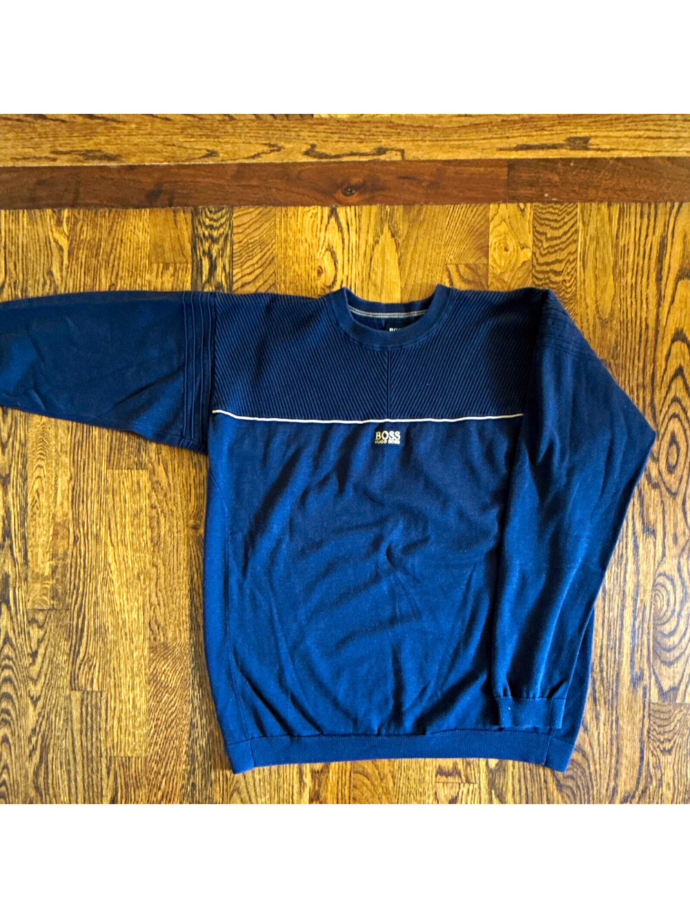 BOSS Hugo Boss Men’s Blue Crewneck Pullover Knit Sweater Logo M